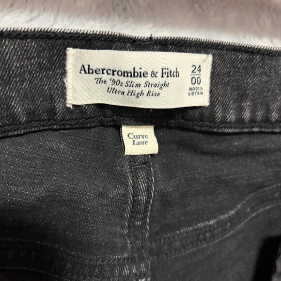 Abercrombie & Fitch The 90's Straight Ultra High Rise Black Jeans Womens 24/00 - Picture 7 of 12